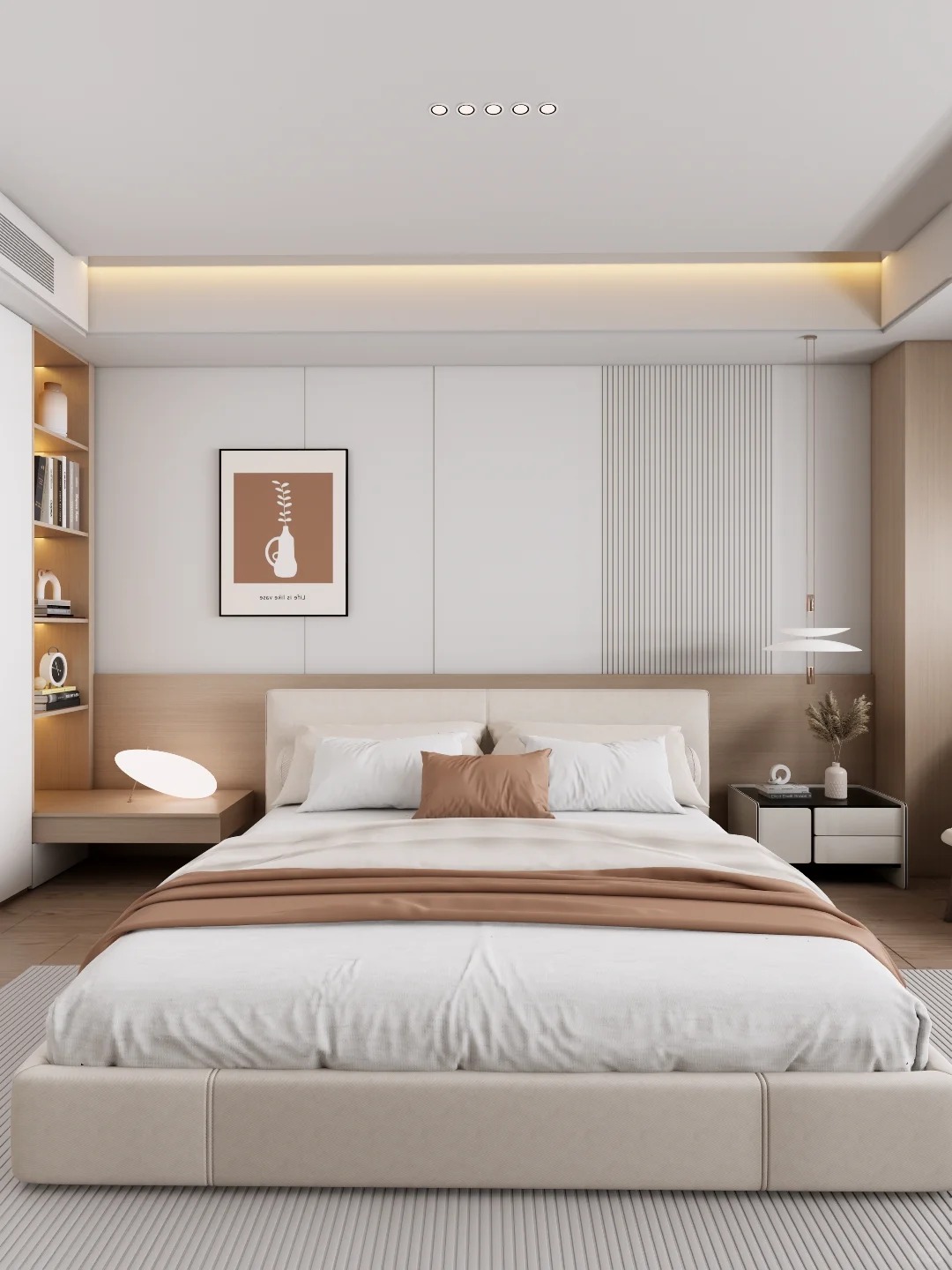 Ang mga NECOWOOD WPC Panel ay Lumilikha ng Maginhawang Modernong Wood‑Style Master Bedroom