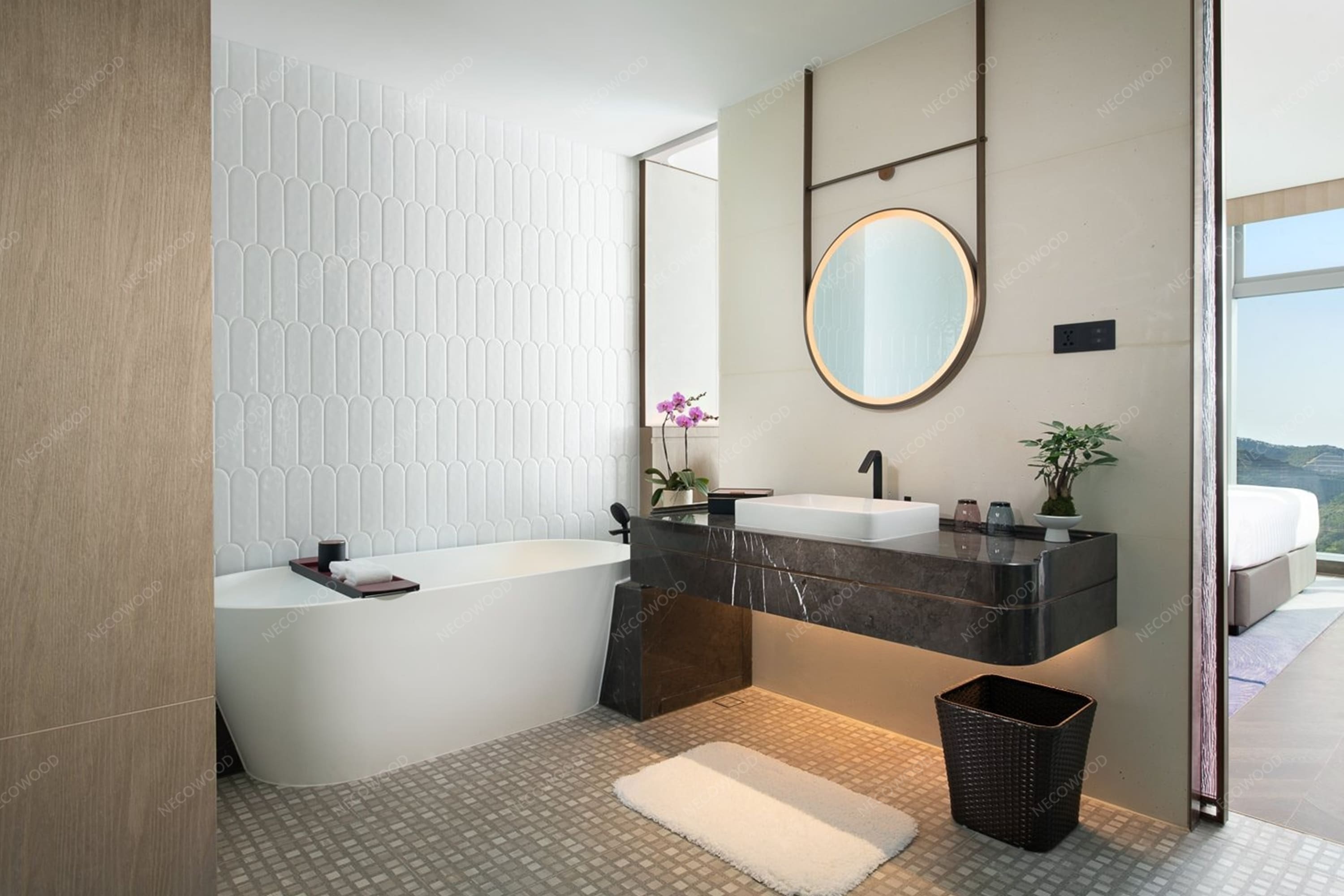 Outdoor WPC decking by pool