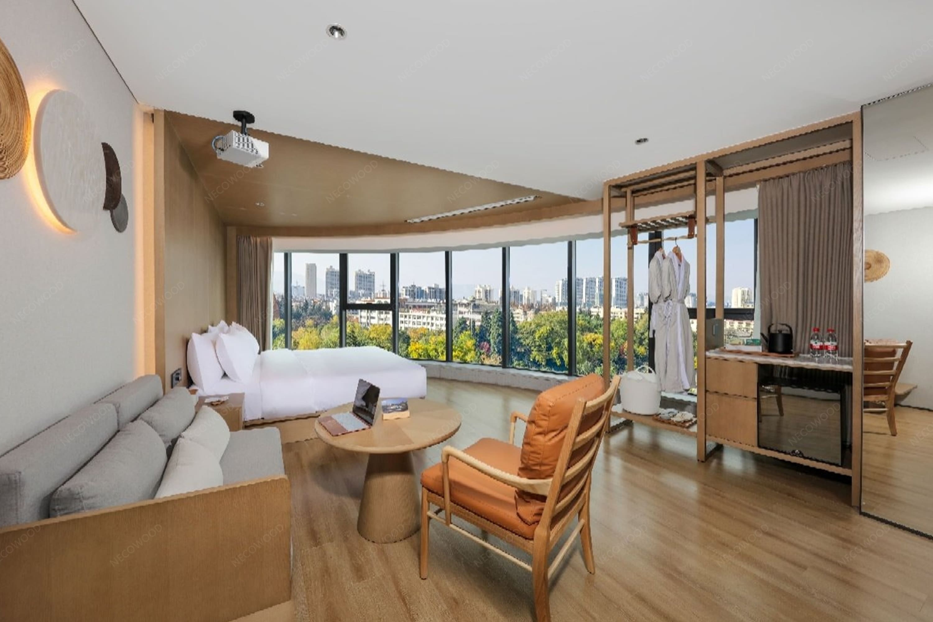 Elegant hotel space with Necowood materials