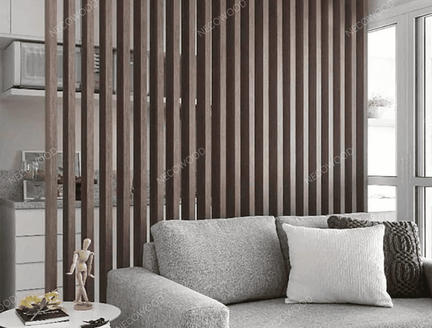 Necowood WPC Square Tube for Shopping Mall Partition