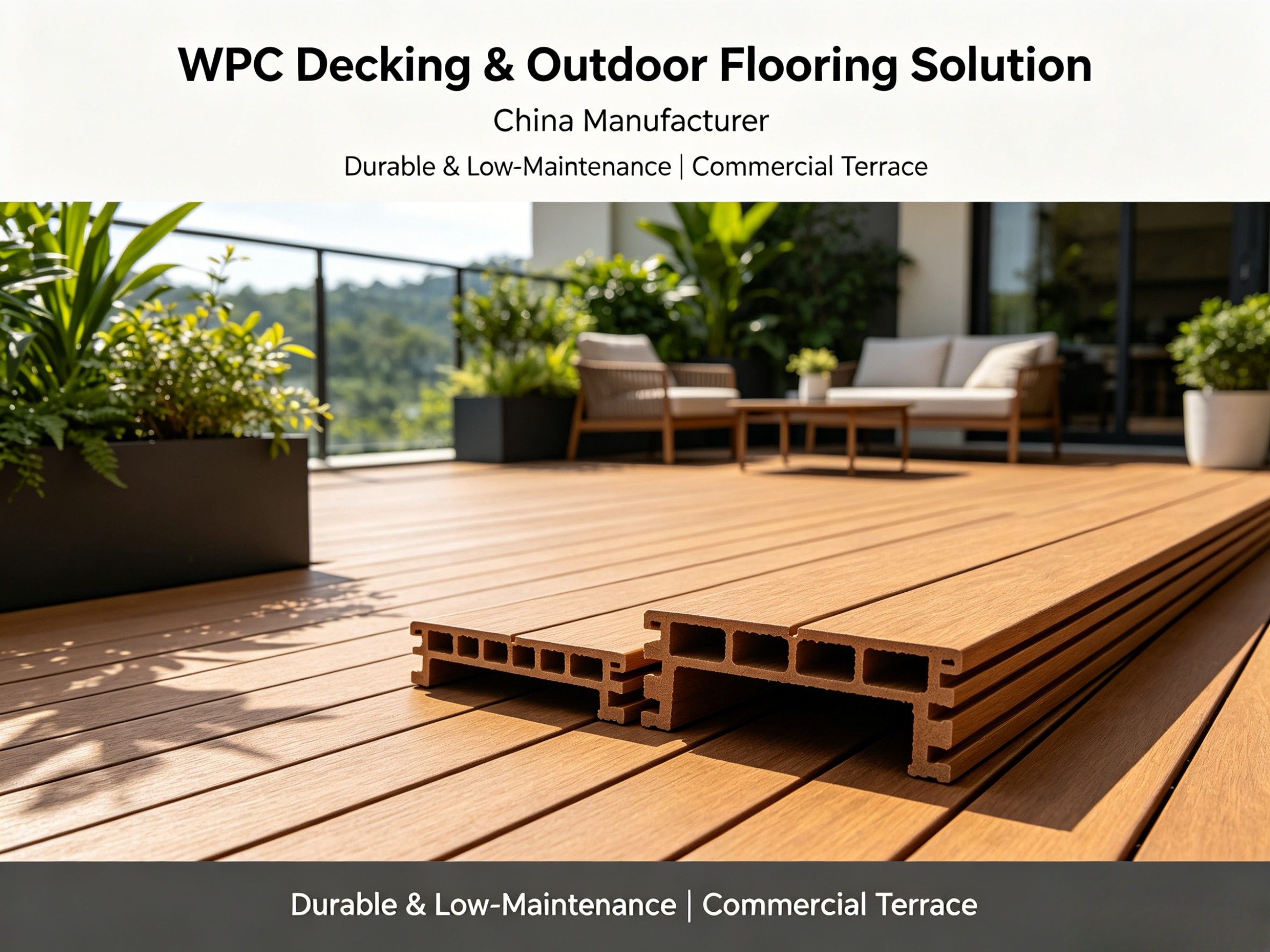 WPC decking board and outdoor flooring solution from China manufacturer